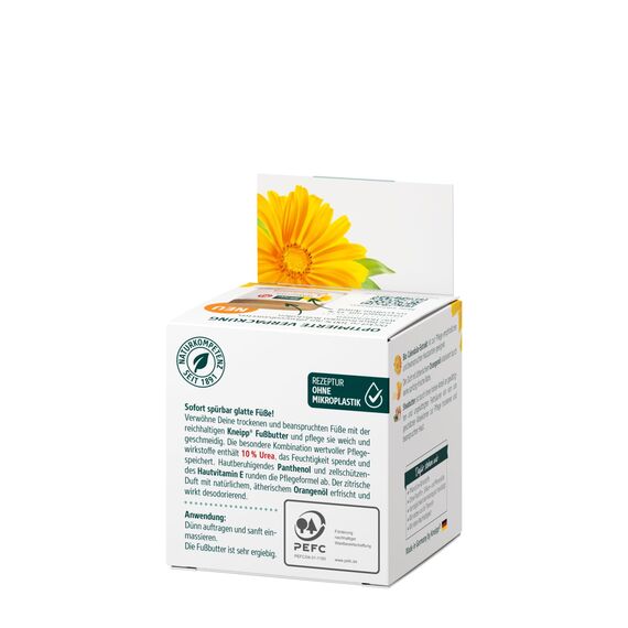 Kneipp Regenerierende Fussbutter, Sofort spürbar glatte Füße Dank 10 Prozent Urea, zitrischer Duft mit natürlichem, ätherischem Orangenöl erfrischt und wirkt desodorierend, 100ml (Packung mit 2)