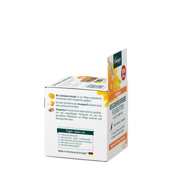 Kneipp Regenerierende Fussbutter, Sofort spürbar glatte Füße Dank 10 Prozent Urea, zitrischer Duft mit natürlichem, ätherischem Orangenöl erfrischt und wirkt desodorierend, 100ml (Packung mit 2)