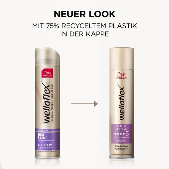 Wellaflex Fülle & Style Haarspray für Frauen | Bis zu 48 Std. ultra starker Halt | Für volles, voluminöses Haar| Sanft zur Kopfhaut, dermatologisch getestet | Vegane Formel | Haltegrad 5 | 250ml