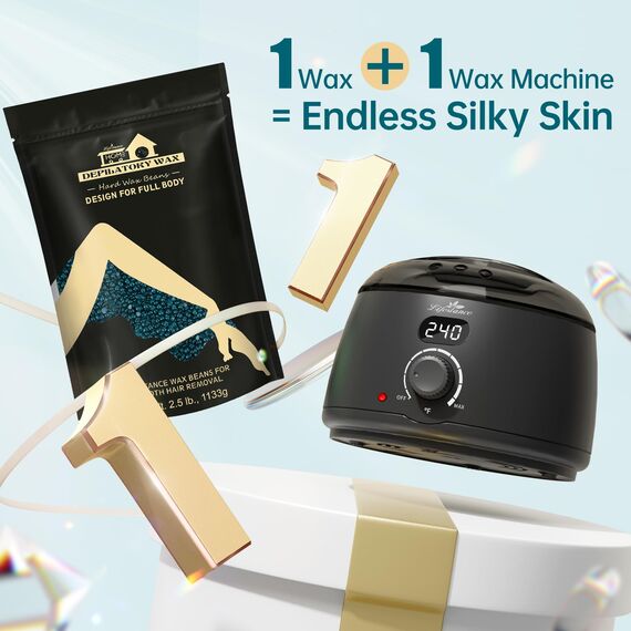 Lifestance 1133g Waxing Perlen Formuliert für Anfänger, Wachsperlen mit 10 Holzspatel für Enthaarung, Jasmin Wachs Haarentfernung Perlen für für Bikini - bein - achselhöhle