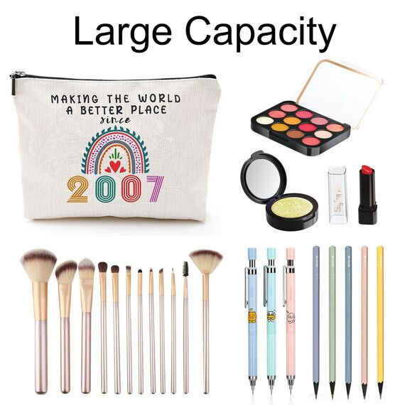 Gekamoyue 18. Geburtstag Mädchen, 18. Geburtstag Make Up Tasche, Tragbare Makeup Bag, Mädchen Reiseutensilien, Geburtstagsgeschenk für Damen Jahrgang 2007