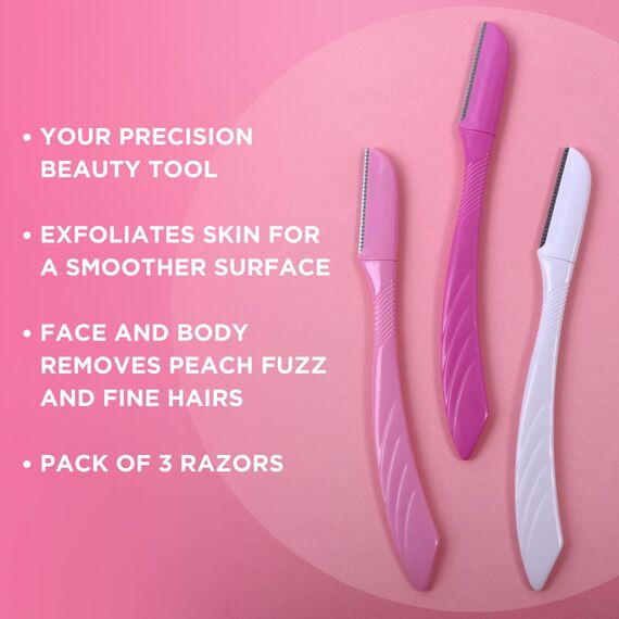 Wilkinson Sword - Intuition Augenbrauenformer für Frauen, 3 Rasierer, Gesichtshaarentferner und -trimmer, Peeling-Dermaplaning-Tool (Packung mit 2)