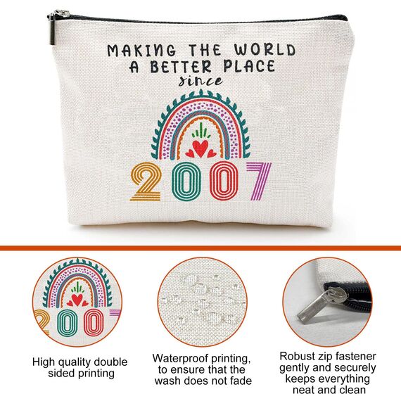 Gekamoyue 18. Geburtstag Mädchen, 18. Geburtstag Make Up Tasche, Tragbare Makeup Bag, Mädchen Reiseutensilien, Geburtstagsgeschenk für Damen Jahrgang 2007