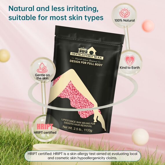Lifestance 1133g Waxing Perlen Formuliert für Anfänger, Wachsperlen mit 10 Holzspatel für Enthaarung, Rose Wachs Haarentfernung Perlen für für Bikini - bein - achselhöhle