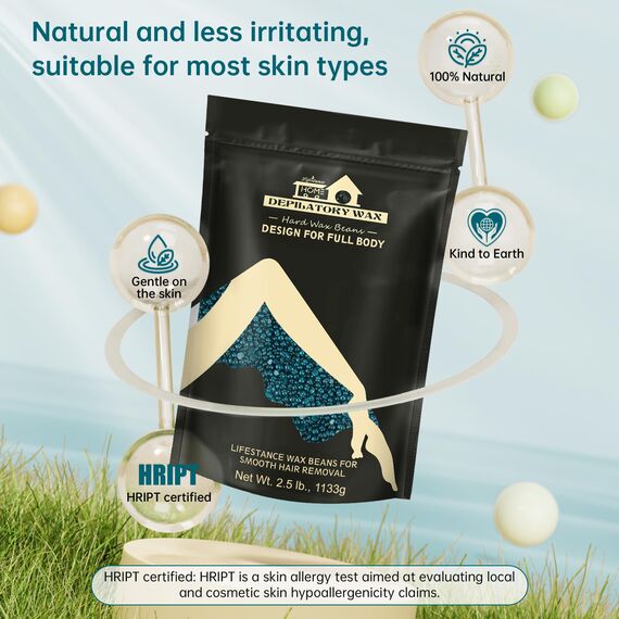 Lifestance 1133g Waxing Perlen Formuliert für Anfänger, Wachsperlen mit 10 Holzspatel für Enthaarung, Jasmin Wachs Haarentfernung Perlen für für Bikini - bein - achselhöhle