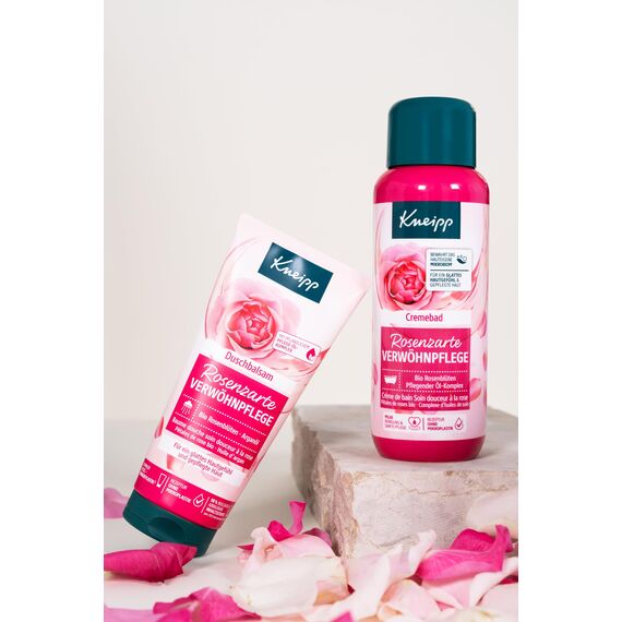 Kneipp Duschbalsam Rosenzarte Verwöhnpflege - Duschgel mit hochwertigem Extrakt aus Bio Rosenblüten & einem pflegenden Öl-Komplex schenkt ein glattes Hautgefühl und pflegt die Haut - 200ml