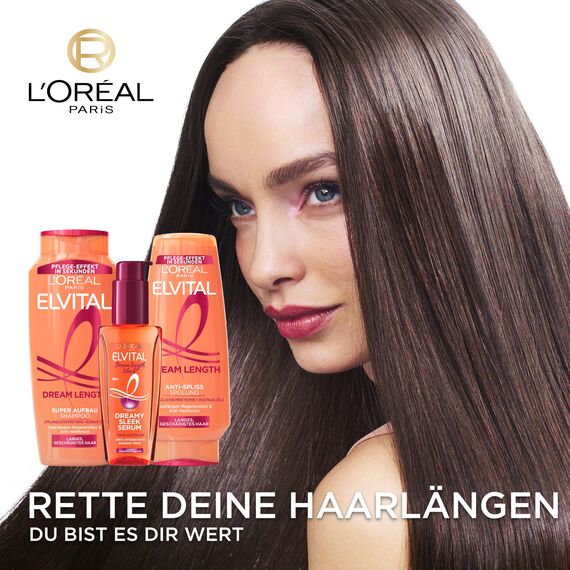 L'Oréal Paris Elvital Dream Length Super Aufbau Shampoo, für traumhaft langes Haar, mit Rizinus-Öl, Vitaminen & pflanzlichen Proteinen, 1 x 1000 ml (Packung mit 2)