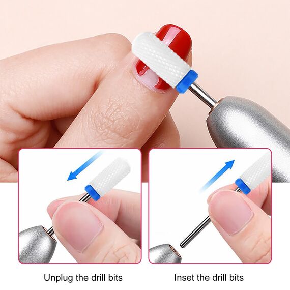 GeekerChip 12 Nagelbohrer-Set,Bohrer für Nägel,2 Stück Wolframkarbid Nagelfräser Bits+4 Stück Keramik Nagelfräser Bits+5 Stück Diamantbohrer+1 Stück Bürste,3/32 Zoll Nagel-Bits für Nagelbohrer