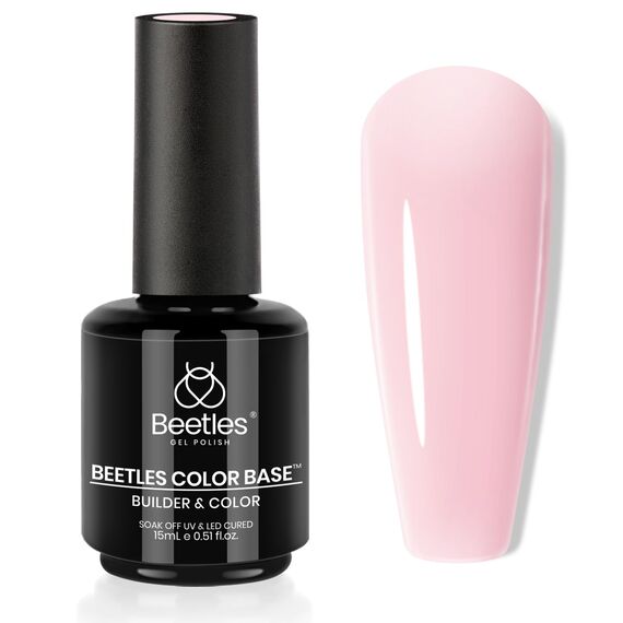 Beetles Gel Nagellack 15ml Rosa, 3 in 1 Farbe Unterlack Uv LED Lampe Erforderlich Gummi Unterlack UV Gel Nagellack für Nägel, Color Base Coat Nacktes Rosa