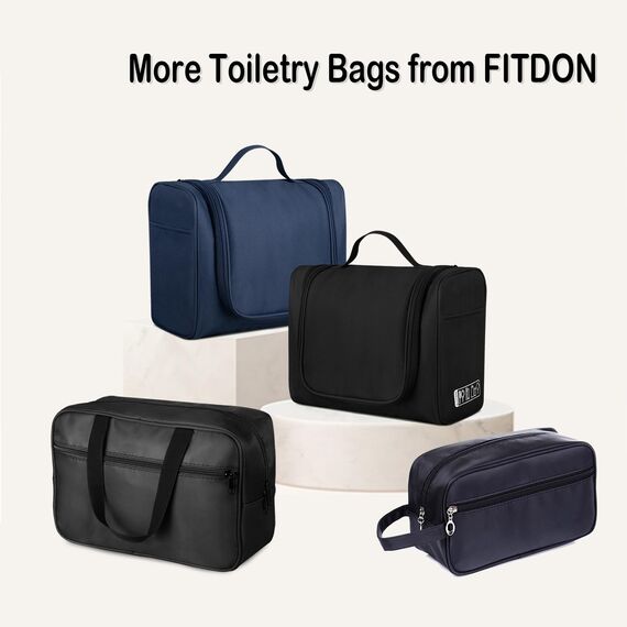 FITDON Volle Größe Kulturbeutel Große Reise Kulturtaschen, Tragbare Kosmetiktasche Make-up Taschen Organizer, Schwarz