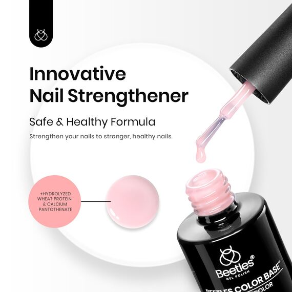 Beetles Gel Nagellack 15ml Rosa, 3 in 1 Farbe Unterlack Uv LED Lampe Erforderlich Gummi Unterlack UV Gel Nagellack für Nägel, Color Base Coat Nacktes Rosa