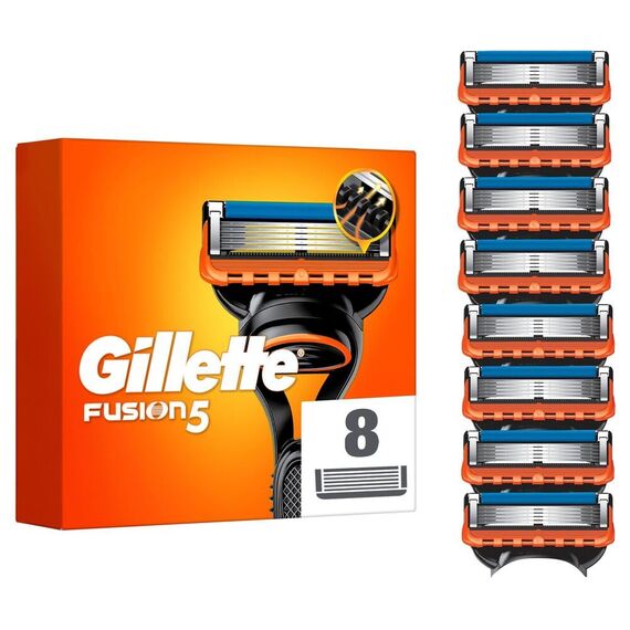 Gillette Fusion5, 8 Original Ersatzklingen, Rasierklingen für Herren mit größerem Gleitstreifen für ein sanftes Gleiten und 5 Klingen für eine unglaublich gründliche und komfortable Rasur