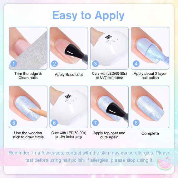 Shining She UV Nagellack Pearl Effect, 5 Farben Frühling Sommer Pastell Gel Nagellack UV, Rosa Lila Blau Grün Gelb Shimmer Mermaid nagellack Aurora Iridescent Muschel Wirbel Effek DIY, 8ML