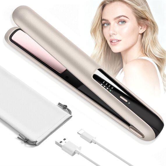 Glätteisen Locken Und Glätten Hair Straightener: Fast Heating (30s), Wireless Design, Ceramic Plates - Compact for Office Emergency Styling, Perfect for Busy Professionals