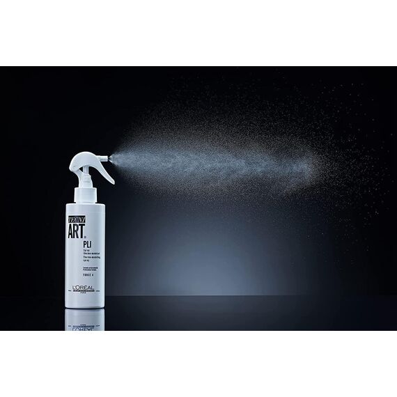 L'Oréal Professionnel Paris Tecni.ART Pli Shaper Thermo-Spray, Haarspray starker Halt, ohne Verkleben, fixiert Frisuren langanhaltend, Styling-Spray mit Hitzeschutz & Memory-Effekt, Aloe, 190 ml