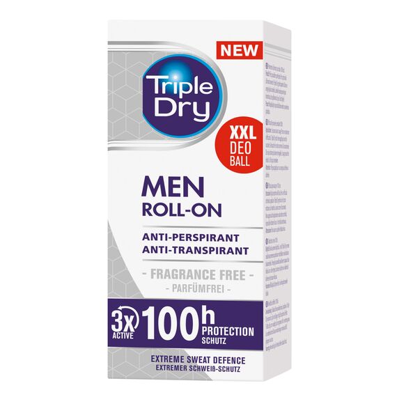 Triple Dry Anti-Transpirant Roll-On Men | Deoroller gegen starkes Schwitzen | Antibakterielles Deodorant für 100 h Schutz | Belebender Duft | For Men | 50ml