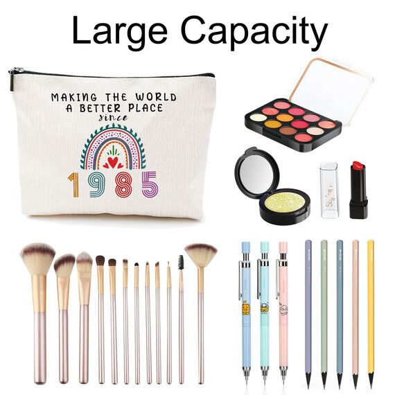 Gekamoyue 40. Geburtstag für Damen, 40. Geburtstag Make Up Tasche, Tragbare Makeup Bag, Mädchen Reiseutensilien, Geburtstagsgeschenk für Damen Jahrgang 1985