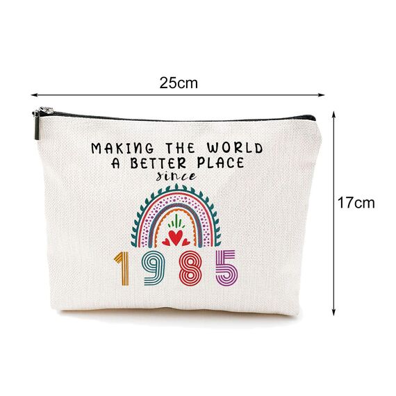 Gekamoyue 40. Geburtstag für Damen, 40. Geburtstag Make Up Tasche, Tragbare Makeup Bag, Mädchen Reiseutensilien, Geburtstagsgeschenk für Damen Jahrgang 1985