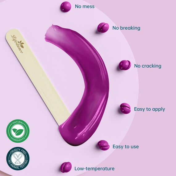 Lifestance 1133g Waxing Perlen Formuliert für Anfänger, Wachsperlen mit 10 Holzspatel für Enthaarung, Violett Wachs Haarentfernung Perlen für für Bikini - bein - achselhöhle