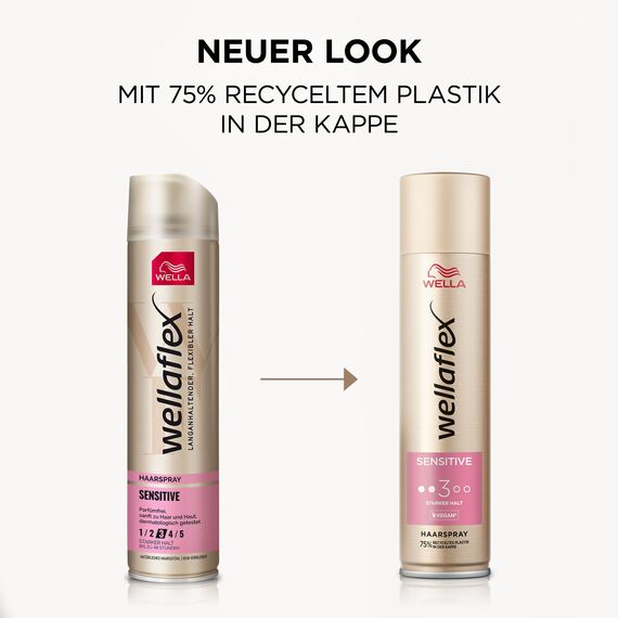Wellaflex Sensitive Haarspray für Frauen | Bis zu 48 Std. starker Halt | Parfümfrei | Sanft zur Kopfhaut, dermatologisch getestet | Vegane Formel | Haltegrad 3 | 250ml (Packung mit 5)