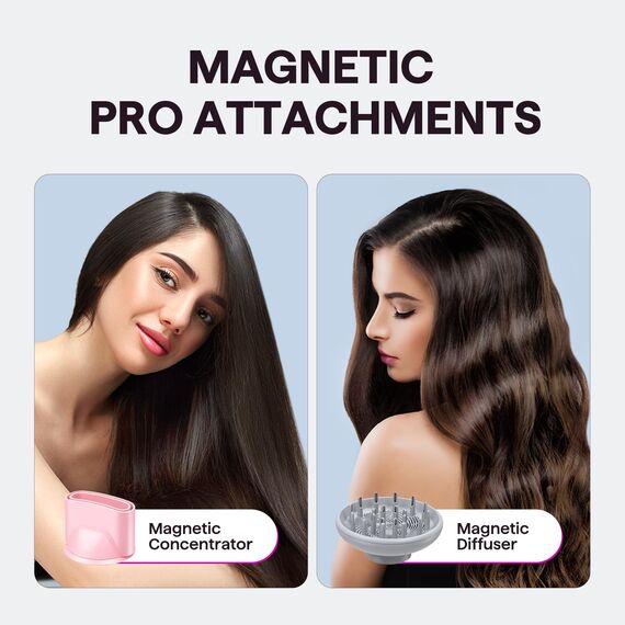 Föhn, Wavytalk TURBLOW PRO Schnelles Trocknen Föhn mit Diffusor, Haartrockner mit Hochgeschwindigkeit 110.000 U/min, Pro Negative Ionen Fön zur Schadensreduzierung, Frizz-Glättung, Pink