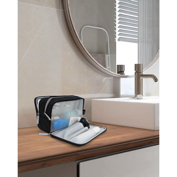 Carttiya Kulturbeutel Herren Reise Kosmetiktasche Wasserabweisende Waschtasche Toilettentasche Makeup Cosmetic Bag Waschbeutel Großer Stauraum Kulturtaschen Toiletry Bag (Schwarz, 5.51L)