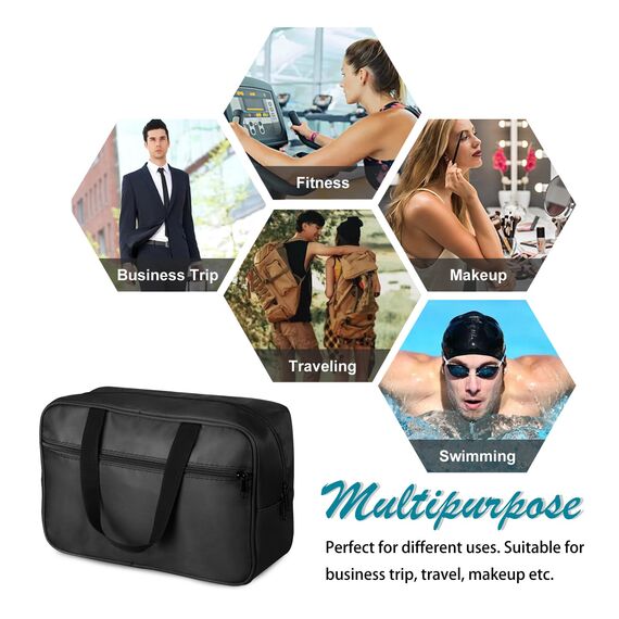 FITDON Volle Größe Kulturbeutel Große Reise Kulturtaschen, Tragbare Kosmetiktasche Make-up Taschen Organizer, Schwarz