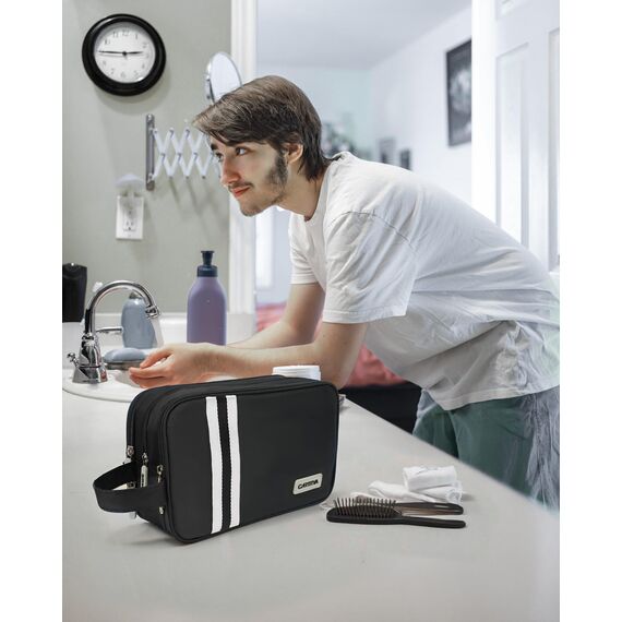 Carttiya Kulturbeutel Herren Reise Kosmetiktasche Wasserabweisende Waschtasche Toilettentasche Makeup Cosmetic Bag Waschbeutel Großer Stauraum Kulturtaschen Toiletry Bag (Schwarz, 5.51L)