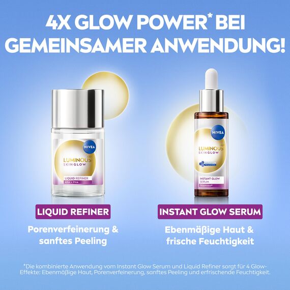 NIVEA LUMINOUS630 Skin Glow Instant Glow Serum, hocheffektives, leichtes Gesichtsserum für strahlende und ebenmäßige Haut, Gesichtspflege mit Thiamidol, Niacinamid & Aloe Vera (30 ml)