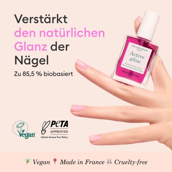 Manucurist Active Glow Grape - Clear Lilac All In One Perfector Nagellack & Pflege - Vegan & Made in France Ultra-Glowy 2 in 1 Nail Concealer & Pflege - Pflanzlich - Geschenke für Frauen