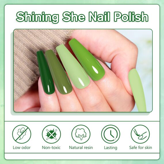 Shining She UV Nagellack Grün, 6 Farben Frühling Grün Serie Gellack Hellgrün Gel Nagellack Soak Off UV Gel Nail Polish Nail Art Salon Für Starter Nail Art Salon DIY Home, 8ML