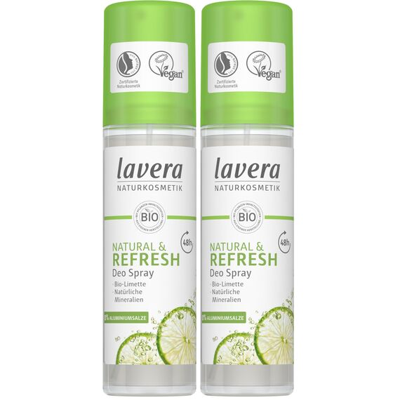 lavera Deo Spray NATURAL REFRESH - unisex Deo mit Bio-Limette & natürlichen Mineralien - 48h zuverlässiger Schutz - ohne Aluminium- frisches Hautgefühl - vegan - Naturkosmetik - Bio (1 x 75 ml)