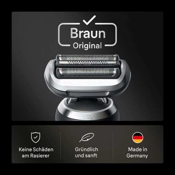 Braun Series 7 Elektrorasierer Scherkopf 74S – ORIGINAL Ersatzscherteil & Rasierer Zubehör vom Hersteller – Made in Germany, Kompatibel mit Braun Series 7 Rasierern der Serien 70, 71 und 72 – Silber