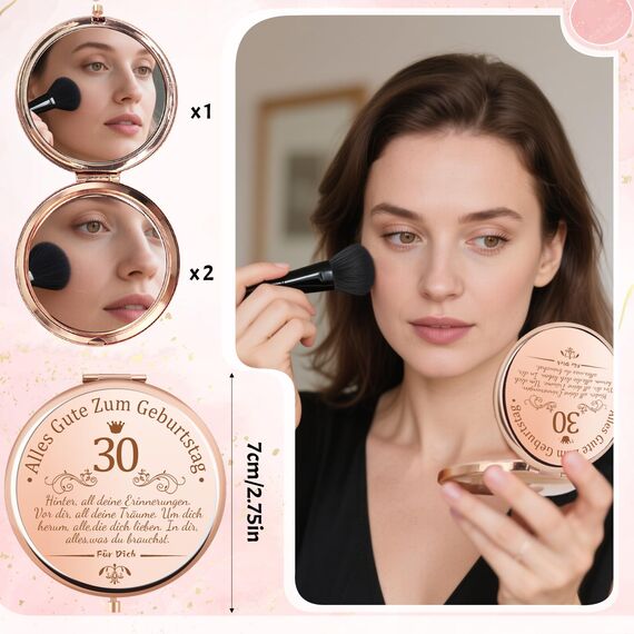 Shining She Geschenk 30. Geburtstag Frau, Geburtstagsgeschenk für Frauen mit 1996 Kosmetiktasche, 30. Schlüsselanhänger, 30. Rosa Socken und Kosmetikspiegel Lustige Geschenke für Mama Freundin Frau