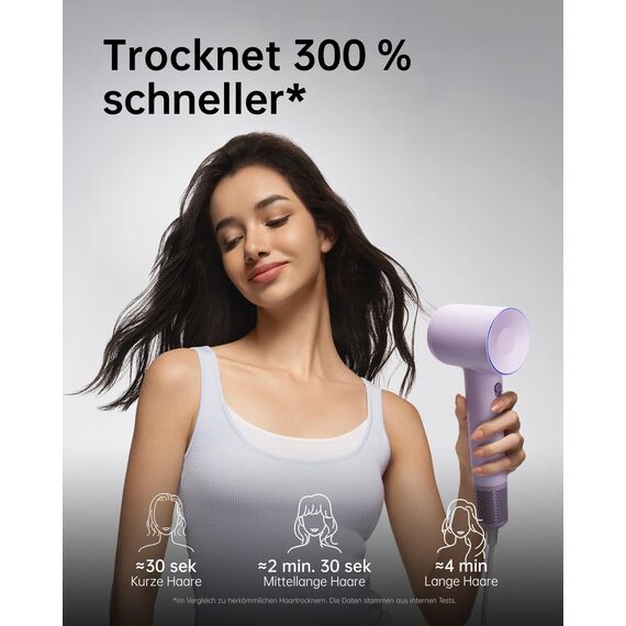 Laifen SE Haartrockner mit 200 Millionen negativen Ionen und bürstenlosem Motor mit 105.000 U/min. Leistungsstarker, schneller und leiser Haartrockner mit magnetischem Zubehör(Viola)