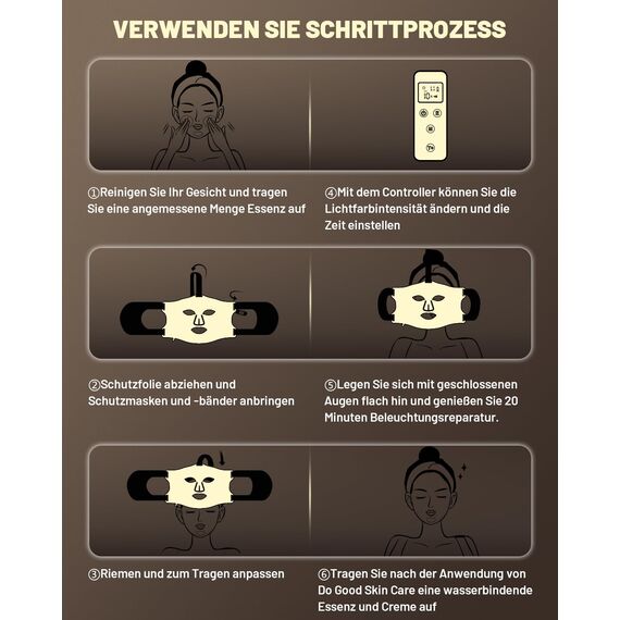 MICEYLIVE Led Maske Gesicht mit 3 Modi, Aufladbar Fernbedienung, Led Gesichtsmaske mit Nahinfrarot Mit Reisetasche für Zuhause & Reisen, 400 LEDs