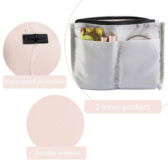 Kleine Kosmetiktasche MAANGE Kleine Make up Tasche Tragbare Reise Schminktasche wasserdichte PU Leder mit Griff Niedliche Vielseitige Reißverschlusstasche für Frauen