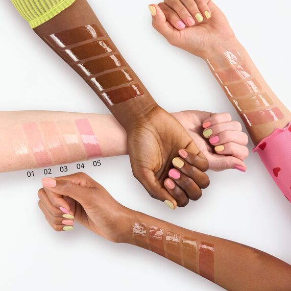 essence JUICY BOMB lip oil set 02 POUT OF PARADISE, Lippenöl-Set aus 5 Shades, tropischer Duft, glänzendes Finish, für gepflegte Lippen, 5×2,4ml