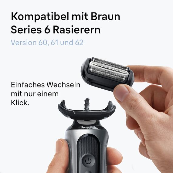 Braun Series 6 Elektrorasierer Scherkopf 64B – ORIGINAL Ersatzscherteil &Rasierer Zubehör vom Hersteller – Made in Germany, Kompatibel mit Braun Series 6 Rasierern der Serien 60, 61 und 62 – Schwarz