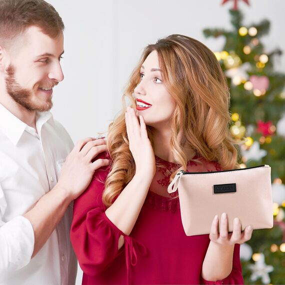 Kleine Kosmetiktasche MAANGE Kleine Make up Tasche Tragbare Reise Schminktasche wasserdichte PU Leder mit Griff Niedliche Vielseitige Reißverschlusstasche für Frauen