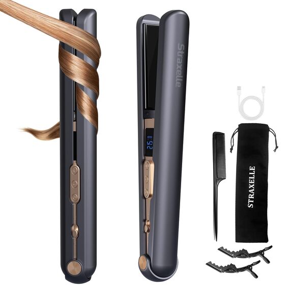 Straxelle 2 in 1 Glätteisen Kabellos und Lockenstab,Haarglätter mit 10000mAh Tragbares Reiseglätteisen 3 Einstellbare Temperaturen 175°C-215°C hair straightener mit LED-Anzeige für alle Haartypen