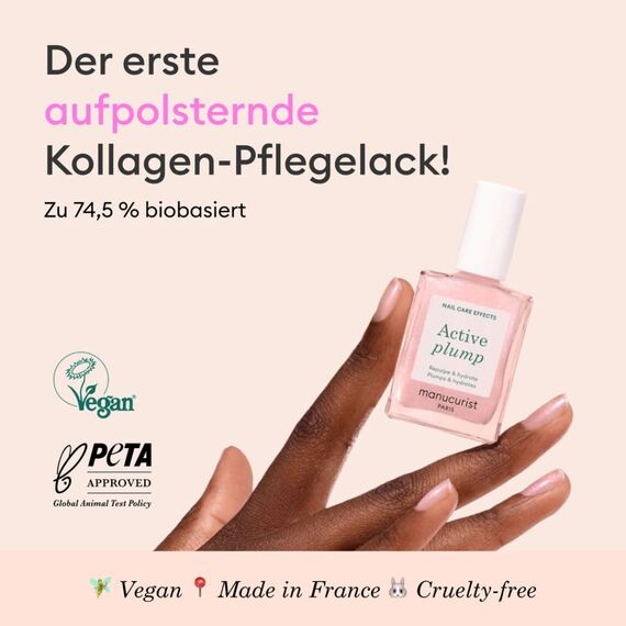 Manucurist Active Plump Nagellack Aufpolsternde Nagelpflege mit Kollagen - Nagellack mit rosafarbenem Perlmutt für eine natürliche Wölbung - Pflege für beschädigte Nägel - Nagelstärkung - Vegan