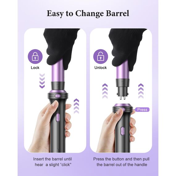 BESTOPE PRO Lockenstab, 5 in 1 Lockenstäbe Set mit Glätteisen, Thermobürste, 3 Keramische Lockeneisen (9mm- 25mm) für Große Locken, 13 Temperaturen, Hair Curler mit Hitzebest.Matte, Handschuh, Klammer