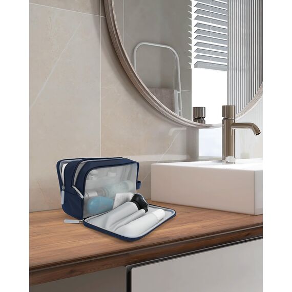 Carttiya Kulturbeutel Herren Reise Kosmetiktasche Wasserabweisende Waschtasche Toilettentasche Makeup Cosmetic Bag Waschbeutel Großer Stauraum Kulturtaschen Toiletry Bag (Blau, 5.51L)