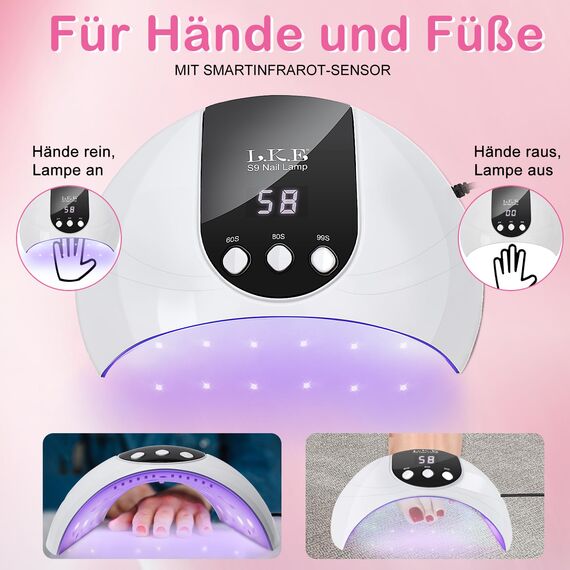 UV Lampe für Gelnägel, 54W UV Lampe Nägel mit 3 Timern und LCD Display Auto-Sensor USB-Ladung, Geeignet für Alle Gel, Tragbare für Heim und Nagelstudio