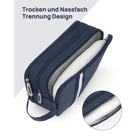 Carttiya Kulturbeutel Herren Reise Kosmetiktasche Wasserabweisende Waschtasche Toilettentasche Makeup Cosmetic Bag Waschbeutel Großer Stauraum Kulturtaschen Toiletry Bag (Blau, 5.51L)