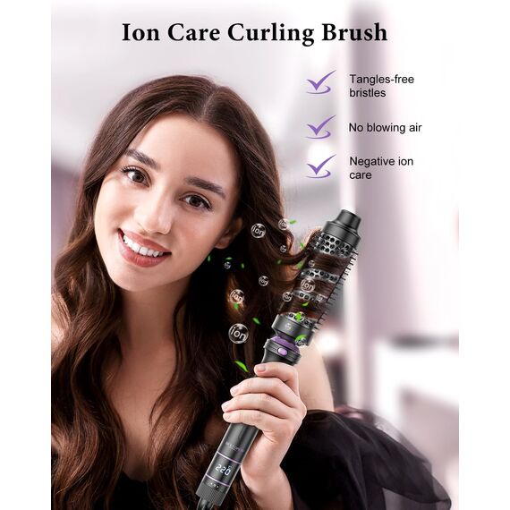 BESTOPE PRO Lockenstab, 5 in 1 Lockenstäbe Set mit Glätteisen, Thermobürste, 3 Keramische Lockeneisen (9mm- 25mm) für Große Locken, 13 Temperaturen, Hair Curler mit Hitzebest.Matte, Handschuh, Schwarz