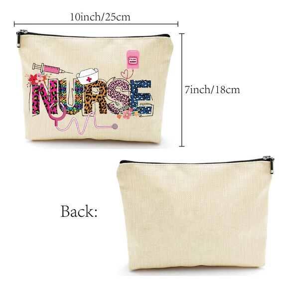 CREATCABIN Canvas Taschen Aufbewahrungstasche Für Krankenschwestern Große Kapazität Kosmetiktasche Make Up Utensilien Reißverschlusstasche Für Urlaub Reisen Toilettenartikel Leopardenmuster 25x18cm