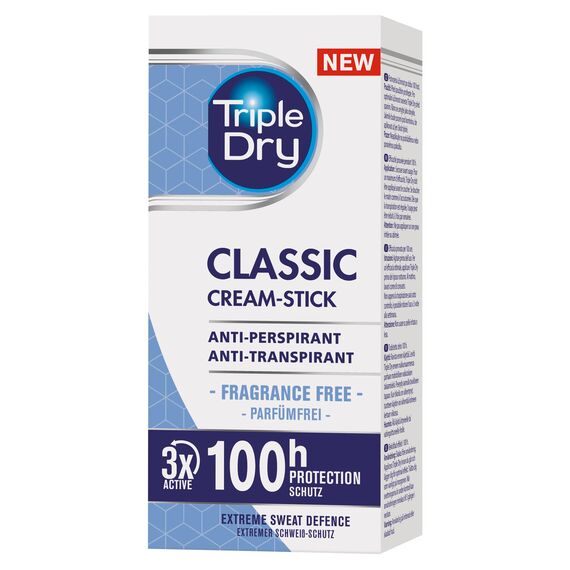 Triple Dry Anti-Transpirant Creme Stick | Stick gegen starkes Schwitzen | 100h Schutz | 45ml
