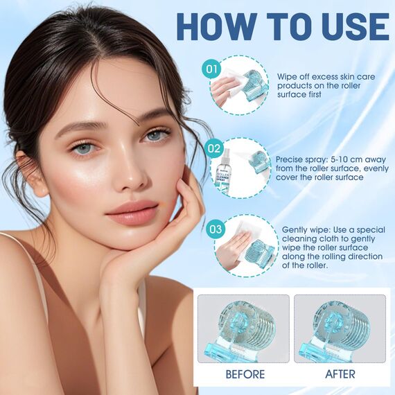 Microneedling Roller Cleaner, Micro Needle Roller Reinigungsspray, Effektive Reinigung von Microneedling, Bart Roller, Microneedling Pen, Spray zur Zuverlässigen Reinigung, 100ml